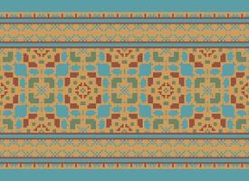 pixel safras Cruz ponto tradicional étnico padronizar paisley flor ikat fundo abstrato asteca africano indonésio indiano desatado padronizar para tecido impressão pano vestir tapete cortinas e sarongue vetor