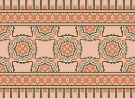 pixel safras Cruz ponto tradicional étnico padronizar paisley flor ikat fundo abstrato asteca africano indonésio indiano desatado padronizar para tecido impressão pano vestir tapete cortinas e sarongue vetor