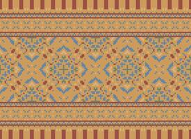 pixel safras Cruz ponto tradicional étnico padronizar paisley flor ikat fundo abstrato asteca africano indonésio indiano desatado padronizar para tecido impressão pano vestir tapete cortinas e sarongue vetor