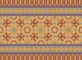 pixel safras Cruz ponto tradicional étnico padronizar paisley flor ikat fundo abstrato asteca africano indonésio indiano desatado padronizar para tecido impressão pano vestir tapete cortinas e sarongue vetor