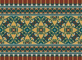 pixel safras Cruz ponto tradicional étnico padronizar paisley flor ikat fundo abstrato asteca africano indonésio indiano desatado padronizar para tecido impressão pano vestir tapete cortinas e sarongue vetor