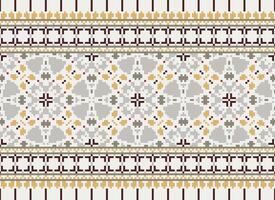 pixel safras Cruz ponto tradicional étnico padronizar paisley flor ikat fundo abstrato asteca africano indonésio indiano desatado padronizar para tecido impressão pano vestir tapete cortinas e sarongue vetor