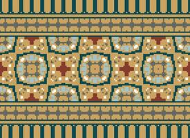 pixel safras Cruz ponto tradicional étnico padronizar paisley flor ikat fundo abstrato asteca africano indonésio indiano desatado padronizar para tecido impressão pano vestir tapete cortinas e sarongue vetor