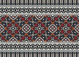 pixel safras Cruz ponto tradicional étnico padronizar paisley flor ikat fundo abstrato asteca africano indonésio indiano desatado padronizar para tecido impressão pano vestir tapete cortinas e sarongue vetor