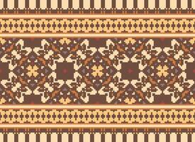 pixel Cruz ponto tradicional étnico padronizar paisley flor ikat fundo abstrato asteca africano indonésio indiano desatado padronizar para tecido impressão pano vestir tapete cortinas e sarongue vetor