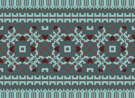 pixel Cruz ponto tradicional étnico padronizar paisley flor ikat fundo abstrato asteca africano indonésio indiano desatado padronizar para tecido impressão pano vestir tapete cortinas e sarongue vetor