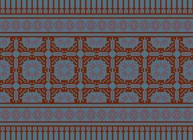 pixel étnico geométrico tecido padronizar Cruz ponto.ikat bordado étnico oriental pixel padronizar azul fundo. resumo,vetor,ilustração. textura,vestuário,quadro,decoração,motivos,seda papel de parede. vetor