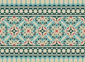 pixel étnico geométrico tecido padronizar Cruz ponto.ikat bordado étnico oriental pixel padronizar azul fundo. resumo,vetor,ilustração. textura,vestuário,quadro,decoração,motivos,seda papel de parede. vetor