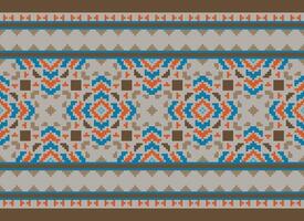 pixel étnico geométrico tecido padronizar Cruz ponto.ikat bordado étnico oriental pixel padronizar azul fundo. resumo,vetor,ilustração. textura,vestuário,quadro,decoração,motivos,seda papel de parede. vetor