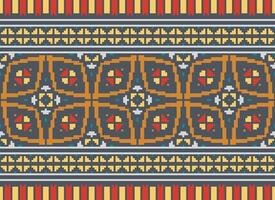 pixel ikat e Cruz ponto geométrico desatado padronizar étnico oriental tradicional. asteca estilo ilustração Projeto para tapete, papel de parede, roupas, invólucro, batik. vetor