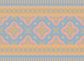 pixel ikat e Cruz ponto geométrico desatado padronizar étnico oriental tradicional. asteca estilo ilustração Projeto para tapete, papel de parede, roupas, invólucro, batik. vetor