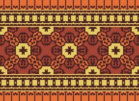 pixel ikat e Cruz ponto geométrico desatado padronizar étnico oriental tradicional. asteca estilo ilustração Projeto para tapete, papel de parede, roupas, invólucro, batik. vetor