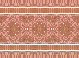 pixel ikat e Cruz ponto geométrico desatado padronizar étnico oriental tradicional. asteca estilo ilustração Projeto para tapete, papel de parede, roupas, invólucro, batik. vetor