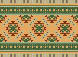 pixel ikat e Cruz ponto geométrico desatado padronizar étnico oriental tradicional. asteca estilo ilustração Projeto para tapete, papel de parede, roupas, invólucro, batik. vetor