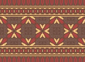 pixel ikat e Cruz ponto geométrico desatado padronizar étnico oriental tradicional. asteca estilo ilustração Projeto para tapete, papel de parede, roupas, invólucro, batik. vetor