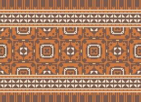 pixel ikat e Cruz ponto geométrico desatado padronizar étnico oriental tradicional. asteca estilo ilustração Projeto para tapete, papel de parede, roupas, invólucro, batik. vetor