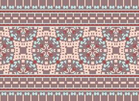 pixel ikat e Cruz ponto geométrico desatado padronizar étnico oriental tradicional. asteca estilo ilustração Projeto para tapete, papel de parede, roupas, invólucro, batik. vetor