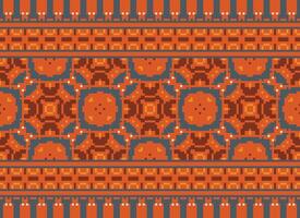 pixel Cruz ponto tradicional étnico padronizar paisley flor ikat fundo abstrato asteca africano indonésio indiano desatado padronizar para tecido impressão pano vestir tapete cortinas e sarongue vetor