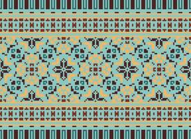 pixel Cruz ponto tradicional étnico padronizar paisley flor ikat fundo abstrato asteca africano indonésio indiano desatado padronizar para tecido impressão pano vestir tapete cortinas e sarongue vetor