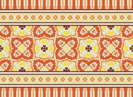 pixel Cruz ponto tradicional étnico padronizar paisley flor ikat fundo abstrato asteca africano indonésio indiano desatado padronizar para tecido impressão pano vestir tapete cortinas e sarongue vetor