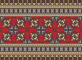 pixel Cruz ponto tradicional étnico padronizar paisley flor ikat fundo abstrato asteca africano indonésio indiano desatado padronizar para tecido impressão pano vestir tapete cortinas e sarongue vetor