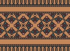 pixel Cruz ponto tradicional étnico padronizar paisley flor ikat fundo abstrato asteca africano indonésio indiano desatado padronizar para tecido impressão pano vestir tapete cortinas e sarongue vetor