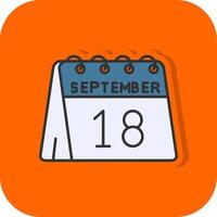 18º do setembro preenchidas laranja fundo ícone vetor