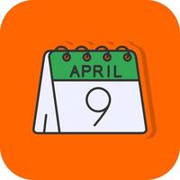 9º do abril preenchidas laranja fundo ícone vetor