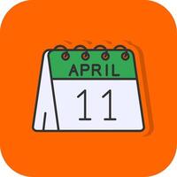 11º do abril preenchidas laranja fundo ícone vetor
