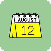 12º do agosto preenchidas amarelo ícone vetor