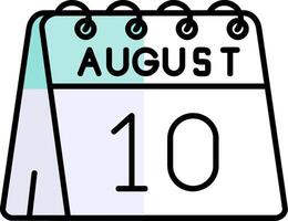 10º do agosto preenchidas metade cortar ícone vetor