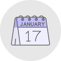 Dia 17 do janeiro linha preenchidas luz círculo ícone vetor