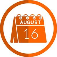 Dia 16 do agosto glifo laranja círculo ícone vetor