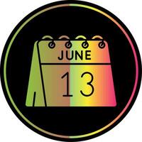 13º do Junho glifo vencimento cor ícone vetor