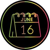 Dia 16 do Junho linha gradiente vencimento cor ícone vetor