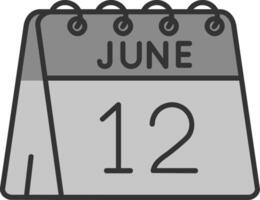 12º do Junho linha preenchidas escala de cinza ícone vetor