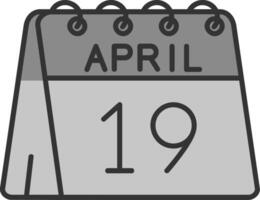 19 do abril linha preenchidas escala de cinza ícone vetor