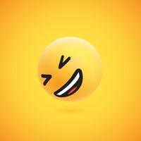 Lindo emoticon 3D amarelo alta detalhado para web, ilustração vetorial vetor