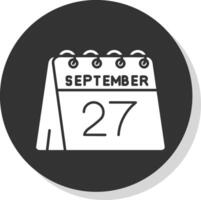 Dia 27 do setembro glifo cinzento círculo ícone vetor