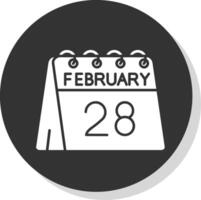 28º do fevereiro glifo cinzento círculo ícone vetor