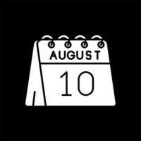 10º do agosto glifo invertido ícone vetor