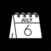 6º do Julho glifo invertido ícone vetor