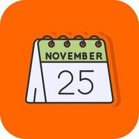 Dia 25 do novembro preenchidas laranja fundo ícone vetor