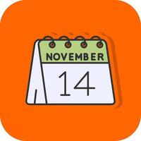 14º do novembro preenchidas laranja fundo ícone vetor