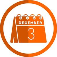 3º do dezembro glifo laranja círculo ícone vetor