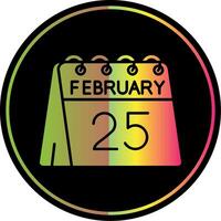 Dia 25 do fevereiro glifo vencimento cor ícone vetor