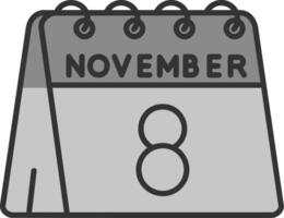 8ª do novembro linha preenchidas escala de cinza ícone vetor