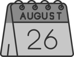 Dia 26 do agosto linha preenchidas escala de cinza ícone vetor