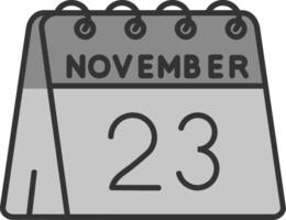 23º do novembro linha preenchidas escala de cinza ícone vetor