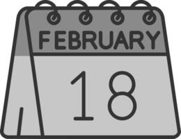 18º do fevereiro linha preenchidas escala de cinza ícone vetor